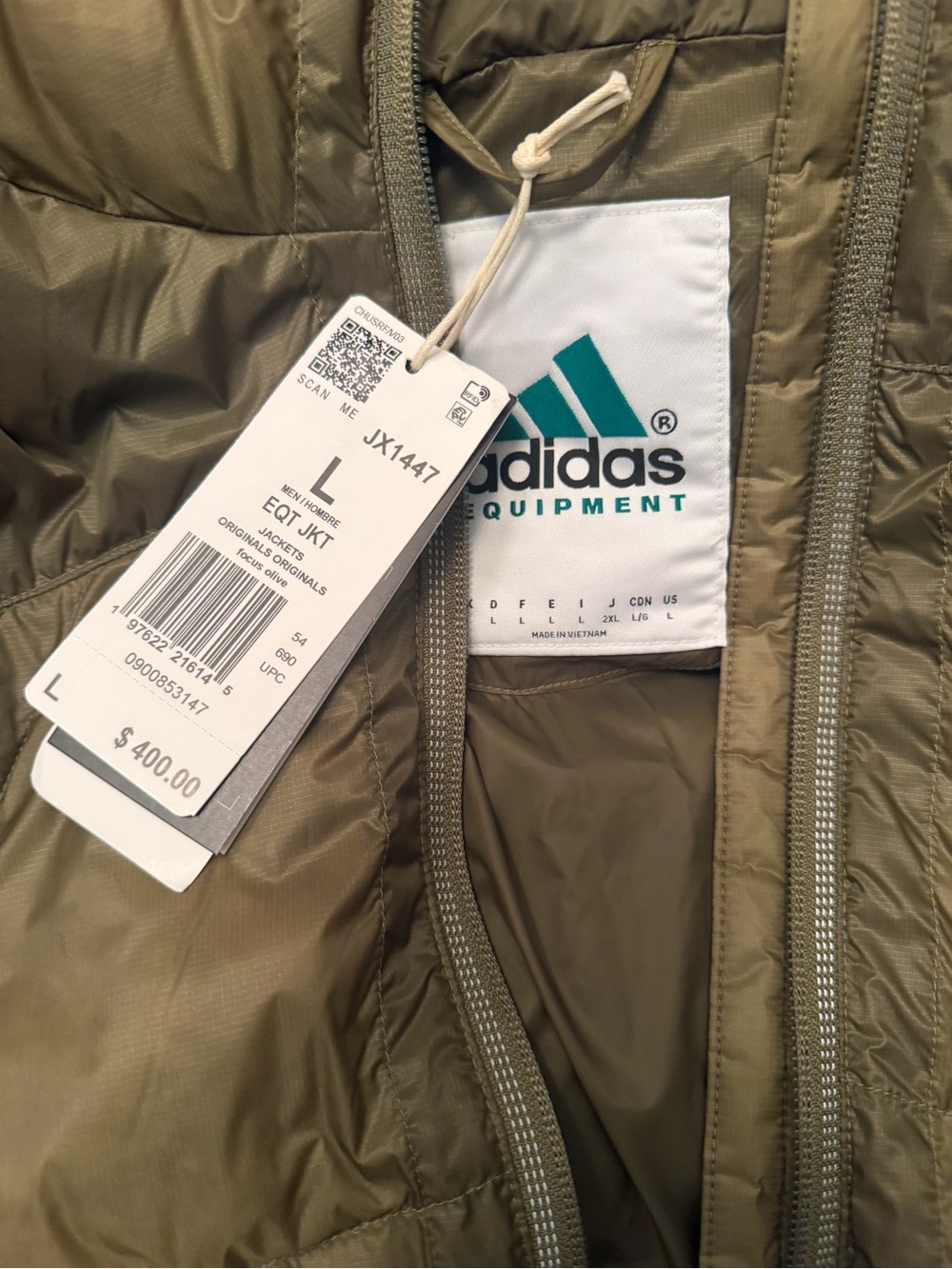 Adidas Equipment Olive Green Jacket with Hood - Picture 3 of 3
